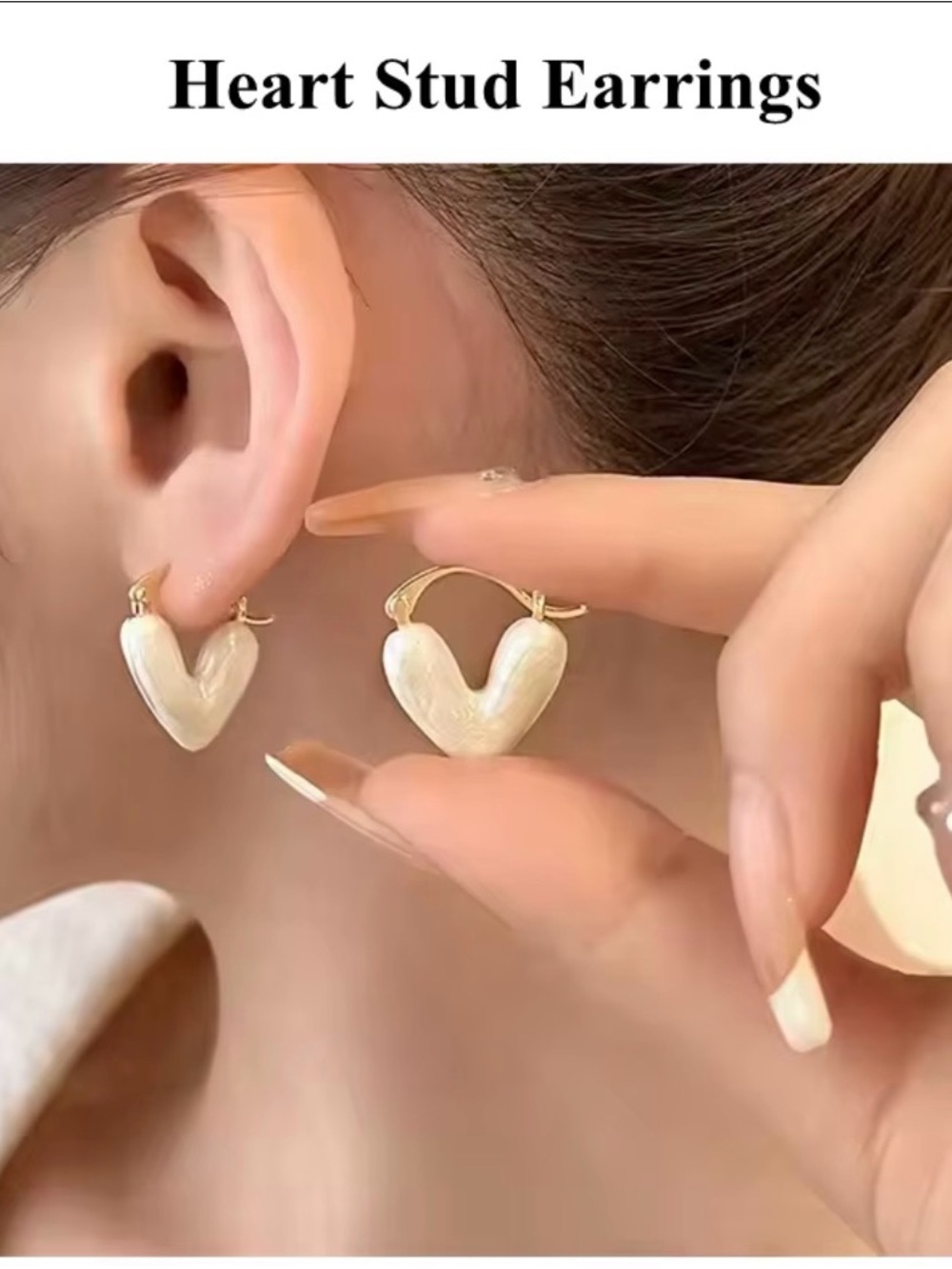 Heart Hoop Earrings - Picture 2 of 3